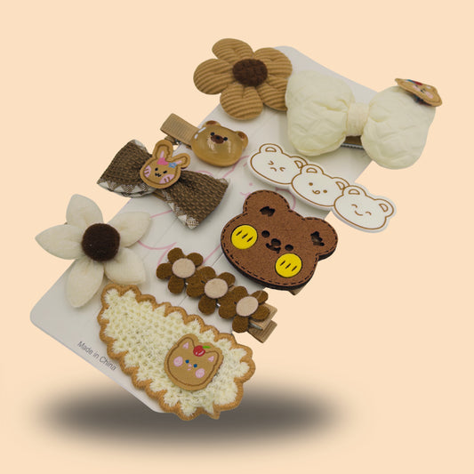 Cute Brown Bear Hair Clip Set