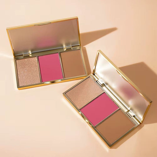 3 in 1 highlighter contour blush palette